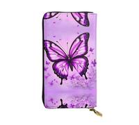 WZYCWB Portefeuille tendance en cuir violet avec imprimé papillon (19,1 x 10,4 cm), portefeuille décontracté pour pièces de monnaie