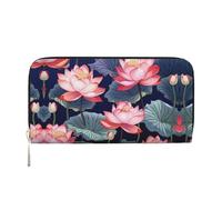 WZYCWB Portefeuille zippé imprimé avec motif de fleur de lotus, parfait pour les voyages, les affaires et le quotidien. Peut contenir des téléphones portables et de l'argent.