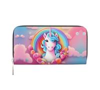 WZYCWB Portefeuille zippé imprimé licorne arc-en-ciel parfait pour les voyages, les affaires et le quotidien. Peut contenir des téléphones portables et de l'argent.