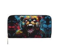 WZYCWB Portefeuille zippé imprimé ours à bouche ouverte, parfait pour les voyages, les affaires et le quotidien. Peut contenir des téléphones portables et de l'argent.