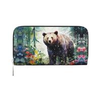 WZYCWB Portefeuille zippé imprimé ours de la jungle parfait pour les voyages, les affaires et le quotidien. Peut contenir des téléphones portables et de l'argent.