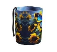 WZYCWB Poubelle de voiture à suspendre motif tournesol bleu papillon, pratique et pratique, adaptée à plusieurs modèles de voiture, offrant un espace de rangement idéal