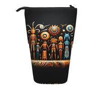 WZYCWB Primitive Totem Boîte de rangement rétractable pour porte-stylos, pinceaux de maquillage ou sacs à monnaie avec cordon de serrage.