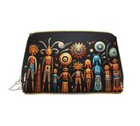 WZYCWB Primitive Totem Trousse de maquillage en cuir avec poches, sac de voyage portable, sac de rangement cosmétique de grande capacité,