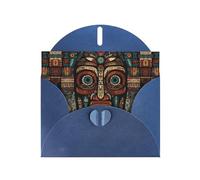 WZYCWB primitive tribal totem imprimé bleu nacré cartes de vacances 15,2 x 10,2 cm avec enveloppes pour anniversaires, mariages et condoléances