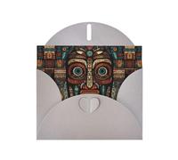 WZYCWB primitive tribal totem imprimé gris nacré cartes de vacances 15,2 x 10,2 cm avec enveloppes pour anniversaires, mariages et condoléances