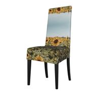 WZYCWB Protecteur de chaise de salle à manger extensible, magnifique housse de siège amovible tournesol, convient pour chaise de salle à manger à dossier carré, chaise de prêtre