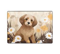 WZYCWB Puppy in the Flowers Tapis imprimé 203,2 x 147,3 cm, doux et antidérapant, convient pour les tables de chevet, les bureaux, les balcons et autres espaces.