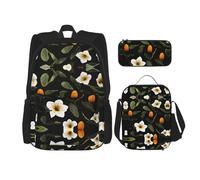 WZYCWB Rainforest Flowers Ensemble sac à dos (3 pièces) - Sac d'école pour étudiant + trousse + sac à déjeuner + sac à dos grande capacité