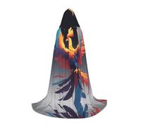 WZYCWB Reborn Phoenix Petite cape à capuche imprimée Costume de fête de vacances carnaval Accessoire de fête Tailles S/M/L