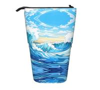 WZYCWB Rolling Waves Boîte de rangement rétractable pour porte-stylos, pinceaux de maquillage ou sacs à monnaie avec cordon de serrage.