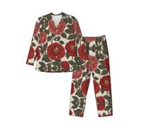 WZYCWB Rose of the Season Ensemble pyjama à manches longues pour homme avec poches latérales pratiques, Noir/blanc, L