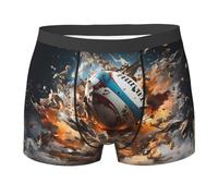 WZYCWB Rugby on Fire - Boxer imprimé pour homme - Polyester élastique - Plusieurs tailles, noir, Large