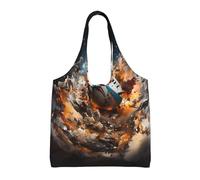 WZYCWB Rugby on Fire Sac en toile imprimé à une seule épaule, sac en toile tendance, adapté pour les voyages quotidiens et le shopping, noir, taille unique