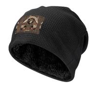 WZYCWB Rustic Lodge Bear Patterns Casquette de ski chaude noire avec capuche doublée en polaire épaisse Bonnet tricoté élastique, Noir , taille unique