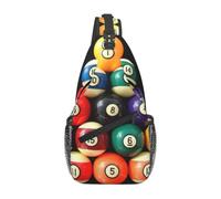 WZYCWB Sac à bandoulière imprimé de billard coloré pour homme - Sac à dos décontracté avec sangle réglable pour la course, la randonnée et les trajets quotidiens