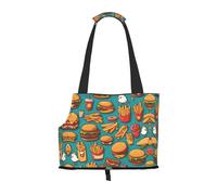 WZYCWB Sac à bandoulière pour animal domestique avec imprimé de nombreux hamburgers de dessin animé - Léger et respirant - Petit sac à bandoulière pour animal domestique
