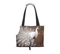 WZYCWB Sac à bandoulière pour animal domestique avec motif de paon blanc avec écran ouvert - Léger et respirant