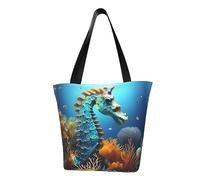 WZYCWB Sac à bandoulière tendance pour femme Motif hippocampe Bleu