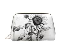 WZYCWB Sac à cosmétiques en cuir imprimé poisson rouge - Sac de rangement élégant et portable, Croquis de tournesol, Taille unique