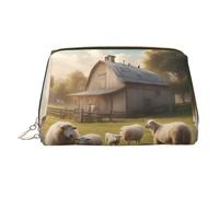 WZYCWB Sac à cosmétiques en cuir imprimé pour aliments savoureux - Sac de rangement élégant et portable, Beaucoup de moutons mignons, Taille unique
