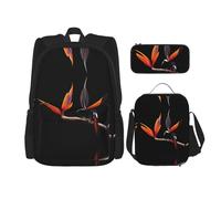 WZYCWB Sac à dos coloré oiseau de paradis (ensemble de 3 pièces), sac à dos grande capacité, sac d'école, trousse à crayons, sac à déjeuner