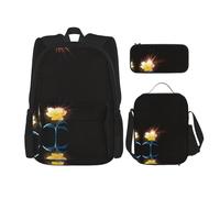 WZYCWB Sac à dos Glorious Yellow Flower in Bloom (3 pièces), sac à dos grande capacité, sac d'école, trousse à crayons, sac à déjeuner