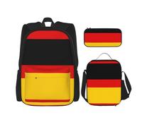 WZYCWB Sac à dos motif drapeau allemand (3 pièces) - Sac à dos grande capacité - Sac d'école pour étudiant - Trousse à crayons - Sac à déjeuner