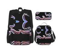 WZYCWB Sac à dos motif tentacules du diable (3 pièces), sac à dos grande capacité, sac d'école, trousse à crayons, sac à déjeuner