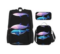 WZYCWB Sac à dos nautique (3 pièces) - Grande capacité - Sac à dos d'écolier - Trousse à crayons - Sac à déjeuner