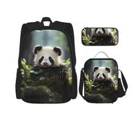 WZYCWB Sac à dos Panda Cubs in the Forest (3 pièces) - Sac à dos grande capacité - Sac d'école pour étudiant - Trousse à crayons - Sac à déjeuner