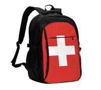 WZYCWB Sac à dos pour ordinateur portable imprimé drapeau de l'État du Wyoming - Sac à dos pour homme d'affaires avec port USB de chargement, Drapeau suisse, taille unique