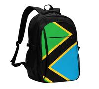 WZYCWB Sac à dos pour ordinateur portable imprimé drapeau de l'État du Wyoming - Sac à dos pour homme d'affaires avec port USB de chargement, Drapeau Tanzanie, taille unique