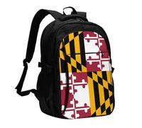 WZYCWB Sac à dos pour ordinateur portable imprimé drapeau des Philippines, sac à dos pour homme d'affaires, sac d'ordinateur avec port de chargement USB, Drapeau de l'État du Maryland, taille unique