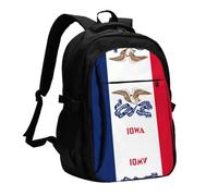 WZYCWB Sac à dos pour ordinateur portable imprimé drapeau des Philippines, sac à dos pour homme d'affaires, sac d'ordinateur avec port de chargement USB, Drapeau de l'État de l'Iowa, taille unique
