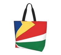 WZYCWB Sac à provisions réutilisable à une épaule, drapeau des Seychelles pour femmes, sac fourre-tout décontracté, grand sac de courses polyvalent, noir, taille unique
