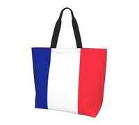 WZYCWB Sac à provisions réutilisable à une épaule, drapeau français pour femmes, sac fourre-tout décontracté à une épaule, grand sac à provisions polyvalent, noir, taille unique