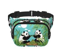 WZYCWB Sac banane de sport avec deux jolis grands pandas, sac à bandoulière tendance et tendance, petit sac de voyage léger