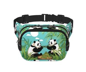 WZYCWB Sac banane de sport avec deux jolis grands pandas, sac à bandoulière tendance et tendance, petit sac de voyage léger