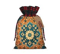 WZYCWB Sac cadeau à motif floral symétrique en toile de jute avec cordon de serrage 21,1 x 30 cm