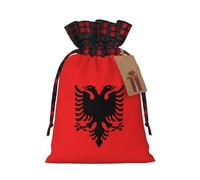 WZYCWB Sac cadeau de Noël avec drapeau albanais, taille 21 x 29 cm, peut être utilisé pour contenir des bonbons, des petits cadeaux et des accessoires de fête