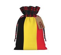 WZYCWB Sac cadeau de Noël avec drapeau de la Belgique, taille 21 x 29 cm, peut être utilisé pour contenir des bonbons, des petits cadeaux et des accessoires de fête