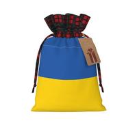 WZYCWB Sac cadeau de Noël avec drapeau de l'Ukraine, taille 21 x 29 cm, peut être utilisé pour contenir des bonbons, des petits cadeaux et des accessoires de fête
