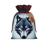 WZYCWB Sac cadeau de Noël en forme de tête de loup féroce, taille 21 x 29 cm, peut être utilisé pour contenir des bonbons, des petits cadeaux et des accessoires de fête