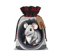 WZYCWB Sac cadeau de Noël motif souris dans le trou, taille 21,6 x 29,3 cm, peut être utilisé pour contenir des bonbons, des petits cadeaux et des accessoires de fête