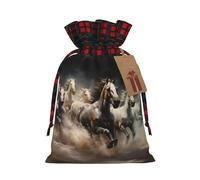 WZYCWB Sac cadeau de Noël « Running of the Horses » de 21,6 x 29,9 cm, peut être utilisé pour contenir des bonbons, des petits cadeaux et des accessoires de fête