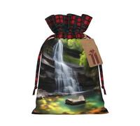 WZYCWB Sac cadeau de Noël Waterfall Views, taille 21 x 29 cm, peut être utilisé pour contenir des bonbons, des petits cadeaux et des accessoires de fête
