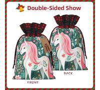 WZYCWB Sac cadeau en toile de jute avec cordon de serrage Motif licorne avec cheveux roses 21,1 x 30 cm