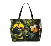 WZYCWB Sac de plage imprimé feuilles de palmier tropicales pour la natation, le fitness, le shopping, les vacances à la mer