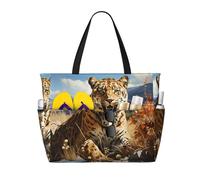 WZYCWB Sac de plage imprimé léopard à la recherche d'une proie pour la natation et le fitness, le shopping, les vacances à la mer